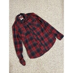 Men's Red and Grey Plaid Wrangler Button Up Size Small